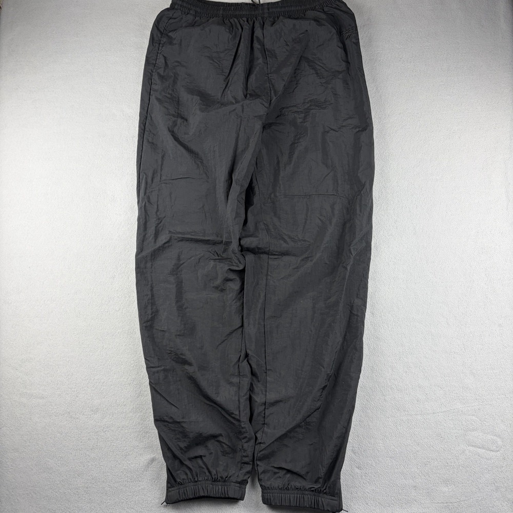 Vintage 90s Reebok Track Pants Black Nylon Ankle Zip Men's Large